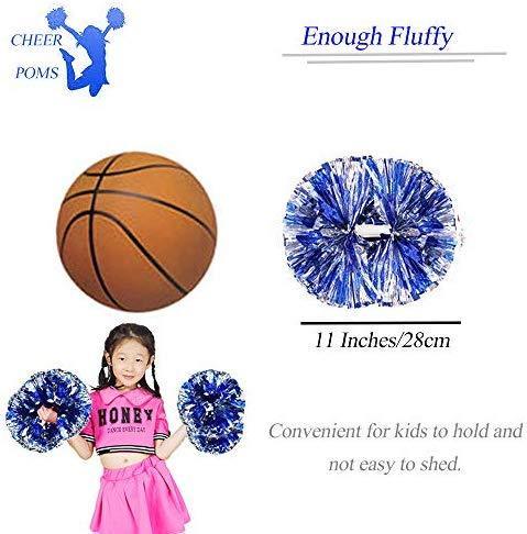 4Pcs Metallic Cheerleading Pom Poms for Kids, Creatiee 2 Pair Cheerleader Cheering Squad Pompoms for Boy Girl School Sports Games Team Spirit Cheer