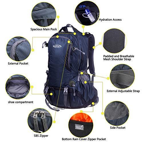 G4Free Hiking Backpack 50L Waterproof Daypack Outdoor Camping Climbing Backpack with Rain Cover for Women Men