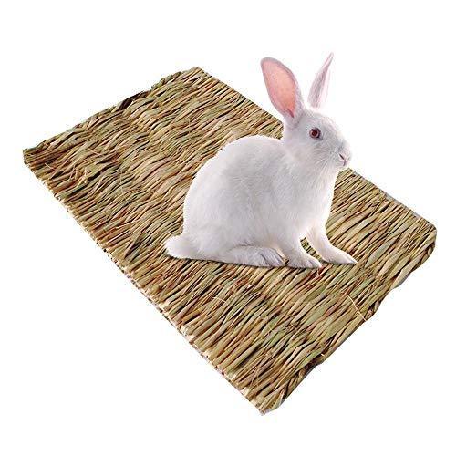 THINKPRICE Natural Straw Grass Mat Woven Bed Mat for Small Animal Bunny Bedding Nest Chew Toy Bed Play Toy for Guinea Pig Parrot Rabbit Bunny Hamster Rat Ferret Chinchillas Fancy Gerbil