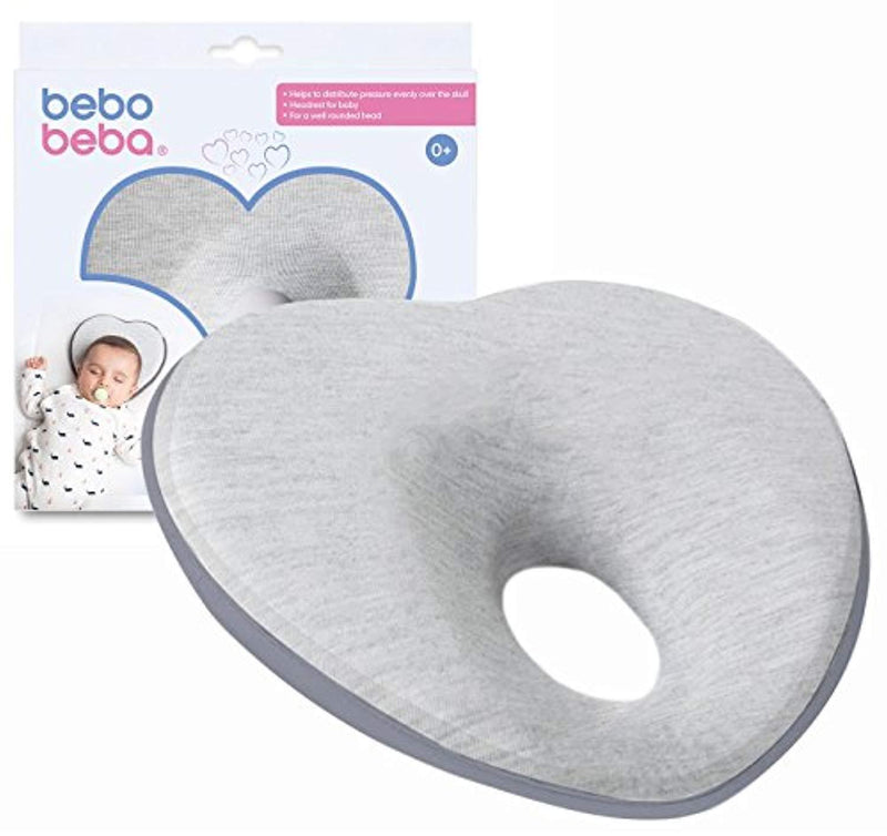 Newborn Baby Head Shaping Pillow | Memory Foam Cushion for Flat Head Syndrome Prevention | Prevent Plagiocephaly | Best Perfect for Baby Boy & Girl (Light Gray) by BEBO BEBA