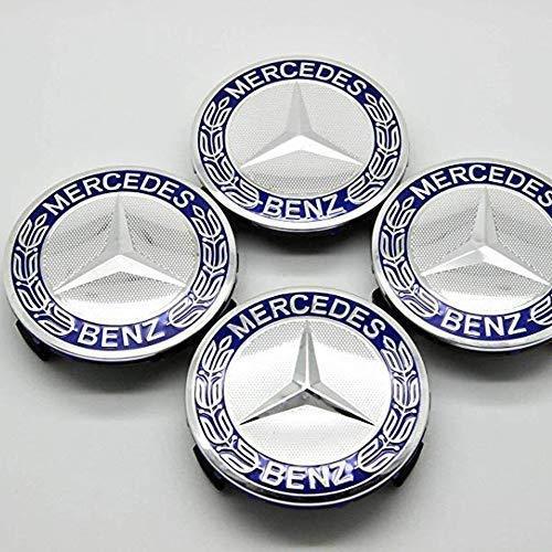 Gaocar Auto Parts 4Pack Mercedes Benz Wheel Center Hub Caps Emblem,75mm Rim Dark Blue hubcaps for Benz C ML CLS S GL SL E CLK CL GL Center Cap Badge (Dark Blue)