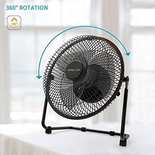 OPOLAR Battery Operated Rechargeable Desk Fan for Home Camping Hurricane, 9 Inch Battery Powered USB Fan with Metal Frame, Quiet Portable Fan with 5200 mAh Capacity & Strong Airflow