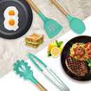 14 Pcs Silicone Cooking Utensils Kitchen Utensil Set - 446°F Heat Resistant,Turner Tongs,Spatula,Spoon,Brush,Whisk. Wooden Handles Gray Kitchen Gadgets Tools Set for Nonstick Cookware (BPA Free)