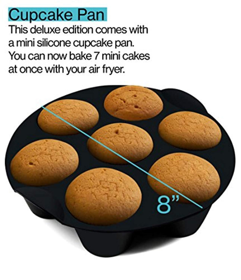 XL Air Fryer Accessories XL for Power Airfryer XL Gowise and Phillips, Deluxe Set of 6(+ recipe book), Fit all 5.3QT - 5.8QT and UP,Black