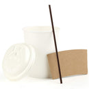 100 Pack 12 oz Disposable Hot Paper Coffee Cups with Lids, Sleeves and Straws to Go - White Drink Hot Cup from Eupako