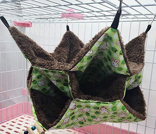 WOWOWMEOW Small Animal Cage Hanging Bunkbed Hammock Warm Fleece Bed for Sugar Glider Ferret Squirrel