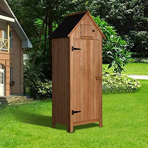 MCombo Outdoor Storage Cabinet Tool Shed Wooden Garden Shed Organizer Wooden Lockers with Fir Wood (70") (Natural)