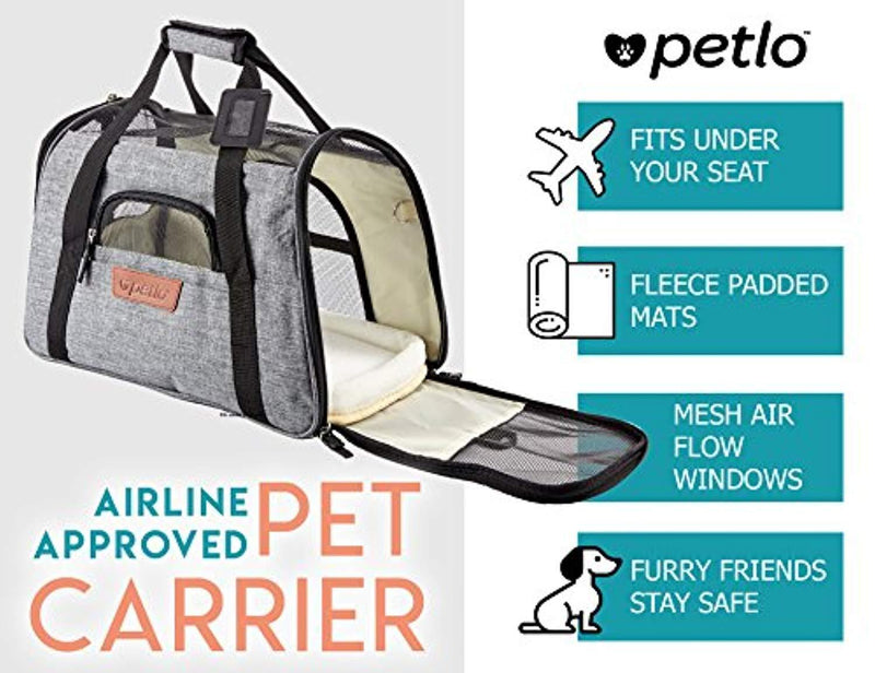 Airline Approved Pet Carrier - Soft Sided Portable Travel Bag with Mesh Windows and Fleece Padding - for Small Dogs and Cats – Fits Under Airplane Seat by FANCYDOG