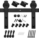 HomLux 8ft Heavy Duty Sturdy Sliding Barn Door Hardware Kit, Double Door-Smoothly and Quietly, Easy to Install and Reusable - Fit 1 3/8-1 3/4" Thickness & 24" Wide Door Panel, Black(I Shape Hanger)