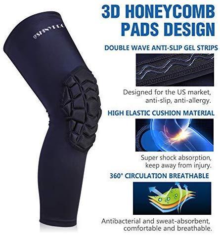 Basketball Knee Pads:ShinyPro 3D Honeycomb Shock Absorption EVA Pads,for Basketball Softball Baseball Football Volleyball,Kids Youth Girls Boys Women Men,1 Pair