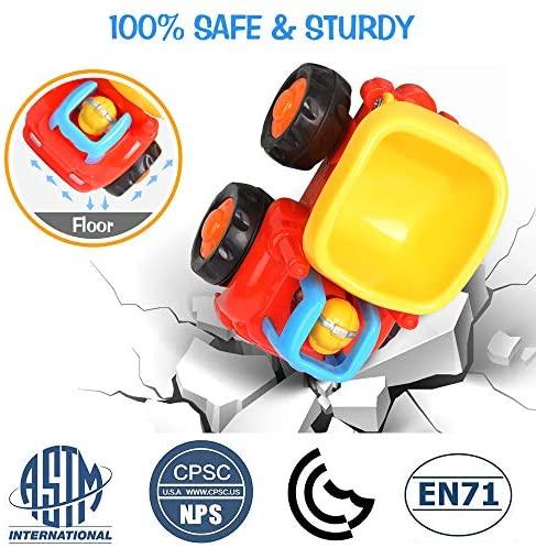 LUDILO Car Toy Trucks for 1-3 Year Old Toddler Toy Cars for 2 Year Old Boys Stinky and Dirty Toys Trucks for Boys Age 2 Small Construction Vehicles Toddler Cars Little People