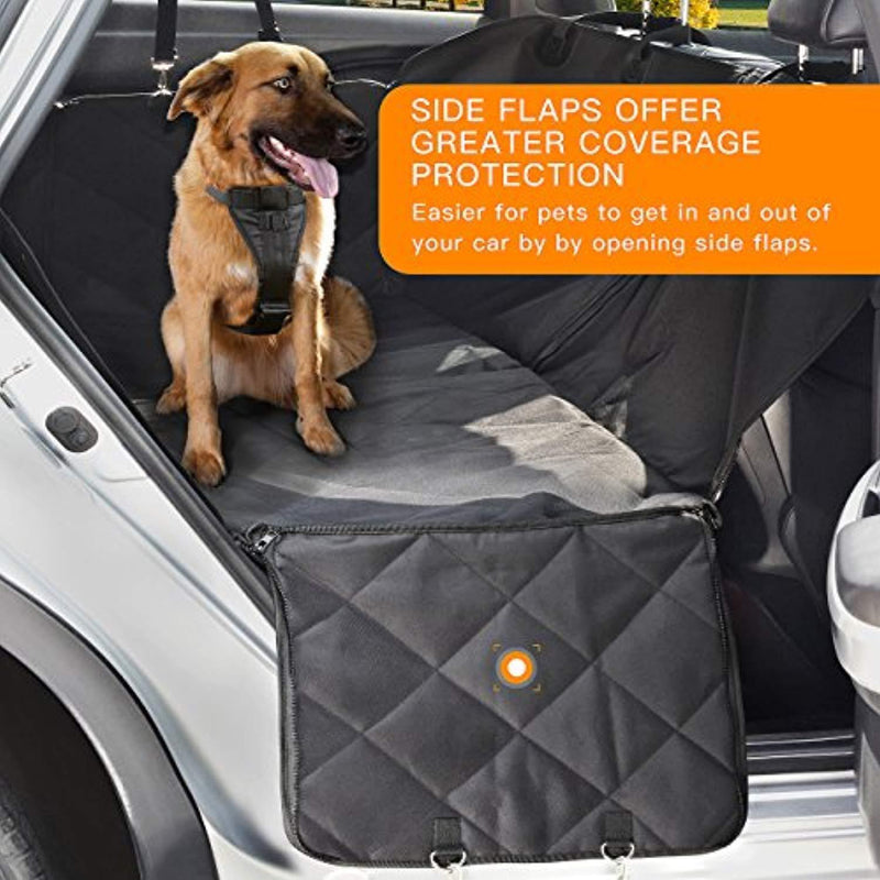 SHINE HAI Dog Car Seat Covers with Side Flaps, Nonslip Backing, Waterproof & Scratch Proof Hammock Convertible, Machine Washable Pet Backseat Cover for Cars Trucks and SUVs