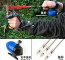 Obert Fishing Reel Slingshot Catapult with Hunting Fish Fishing Broadheads Wristband with Rubber Bands with Slingshot Bag