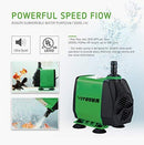 VIVOSUN 800GPH Submersible Pump(3000L/H, 24W), Ultra Quiet Water Pump with 10ft High Lift, Fountain Pump with 5ft Power Cord, 3 Nozzles for Fish Tank, Pond, Aquarium, Statuary, Hydroponics