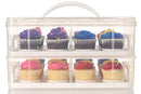 24 Large Cupcake Carrier, Two Tiered Holder, Cake Carrier, Stack and Store Cake Carrier