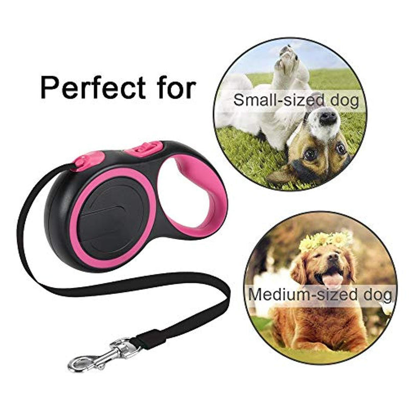 Retractable Dog Leash Heavy Duty Leashes Perfect for Large Medium Small Dog One Button Brake & Lock, Comfortable Hand Grip, Tangle Free with Anti-Slip Handle 16ft