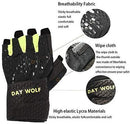 day wolf New Full Finger Workout Gloves Gym Exercise Half Finger Fitness Gloves Heavy Weight Lifting Leather Palm Protection Strong Grip Padded Quality Breathable Comfort Gloves