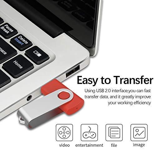 RAOYI 100PCS 4G USB Flash Drive USB 2.0 4GB Flash Drive Memory Stick Fold Storage Thumb Stick Pen New Swivel Design Red