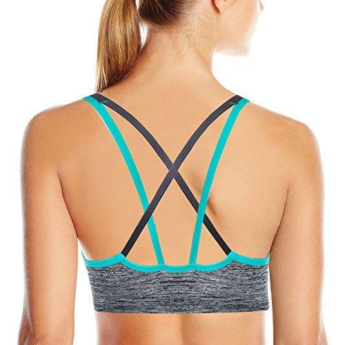 AKAMC Women's Removable Padded Sports Bras Medium Support Workout Yoga Bra 3 Pack