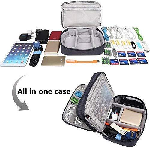 BUBM Electronic Organizer, Hard Shell Travel Gadget Case with Handle for Cables, USB Drives, Power Bank and More, Fit for iPad Mini