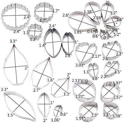 26Pcs Stainless Steel Gum Paste Flower and Leaf Cutter Set Fondant Flower Cookie Cutter Sugarcraft Flower Making Tool for Wedding,Birthday Cake Decorating