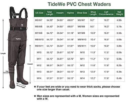 TIDEWE Bootfoot Chest Wader, 2-Ply Nylon/PVC Waterproof Fishing & Hunting Waders for Men and Women (Green and Brown)