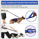 Paw Lifestyles Hands Free Dog Leash for Running Walking Training Hiking, Dual-Handle Reflective Bungee, Poop Bag Dispenser Pouch, Adjustable Waist Belt, Shock Absorbing, Ideal for Medium to Large Dogs