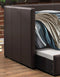 Homelegance Adra Fully Upholstered Daybed with Roll Out Trundle Bi-cast Vinyl Twin, Dark Brown