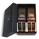 Belt for Men,Woven Stretch Braided Belt 2 Unit Gift-boxed Golf Casual Belts,Width 1 3/8"