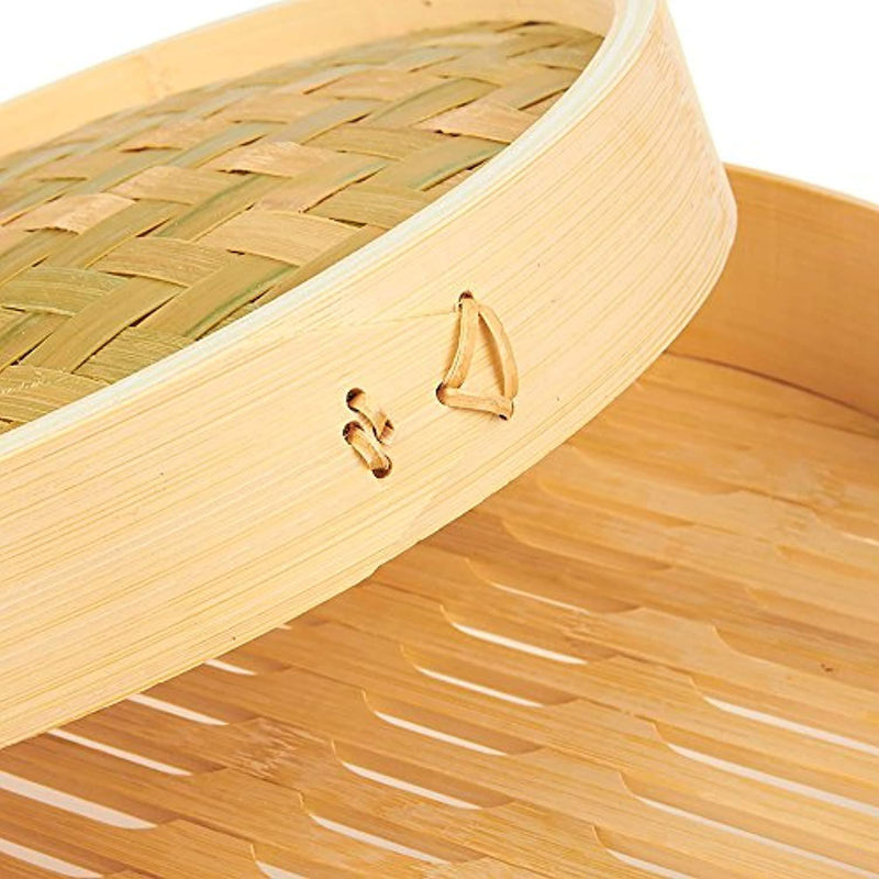 Natural Bamboo Steamer Basket - 3 Piece Set Dim Sum Bamboo Steamers, Great for Asian Cooking, Buns, Dumplings, Vegetables, Fish, 10 x 6.2 x 10 Inches