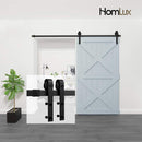 Homlux 6ft Heavy Duty Sturdy Sliding Barn Door Hardware Kit Single Door - Smoothly and Quietly - Simple and Easy to Install - Fit 1 3/8-1 3/4" Thickness Door Panel(Black)(J Shape Hangers)