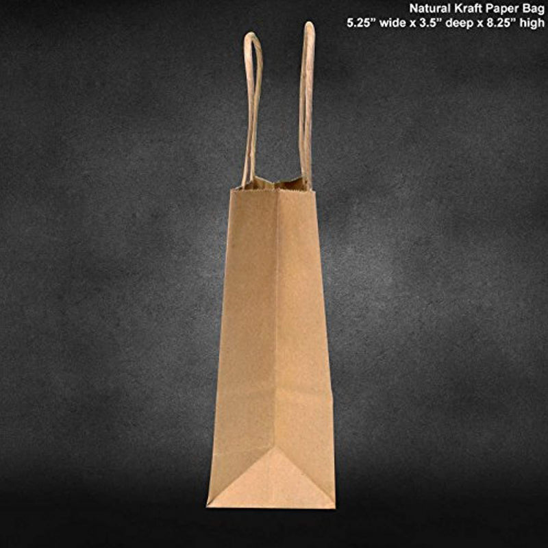 5.25"x3.25"x8" - 100 Pcs - Brown Kraft Paper Bags, Shopping, Mechandise, Party, Gift Bags