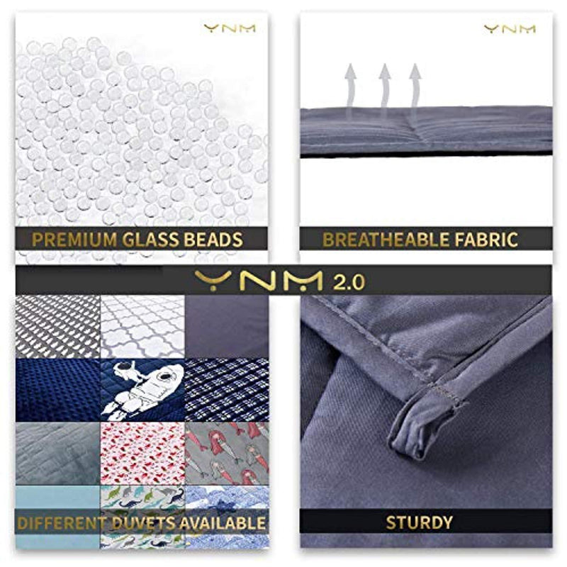 YnM Weighted Blanket (15 lbs, 48''x72'', Twin Size) | 2.0 Heavy Blanket | 100% Cotton Material with Glass Beads.