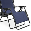 Best Choice Products Oversized Zero Gravity Reclining Lounge Patio Chair w/Folding Canopy Shade and Cup Holder - Navy