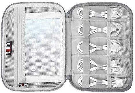 BUBM Electronic Organizer, Hard Shell Travel Gadget Case with Handle for Cables, USB Drives, Power Bank and More, Fit for iPad Mini