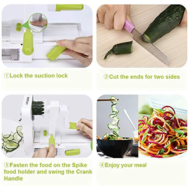 Spiralizer 5-Blade Vegetable Spiralizer,Sedhoom Foldable Spiral Slicer,Zucchini Noodle & Veggie Pasta & Spaghetti Maker for Low Carb/Paleo/Gluten-Free Meals