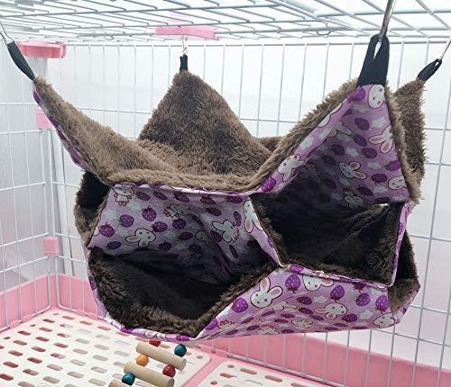 WOWOWMEOW Small Animal Cage Hanging Bunkbed Hammock Warm Fleece Bed for Sugar Glider Ferret Squirrel