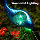 ATHLERIA Garden Solar Lights Stake, Metal Peacock Decor Solar Garden Lights Solar Peacock Stake for Outdoor Patio Yard Decorations (Blue Lampshade)