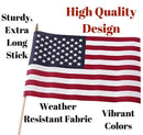 Set of 12 Bulk American Flags: 12" x 18" Small American Flags on Wooden Sticks from Darice