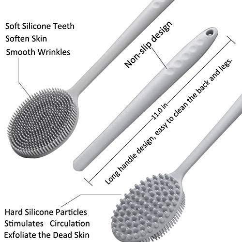 Body Brush, Silicone Body Brush, for Bathing Back Brush Long Handle Shower Brush and Shampoo Massage Brush