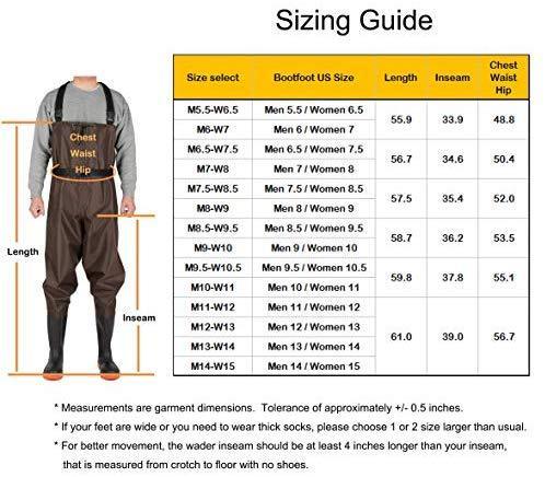 CKd G1 Bootfoot Chest Wader, Nylon & PVC Double Layers, Fishing & Hunting Waterproof Coating Fabric, Cleated Outsole with Steel Plate, High Elasticity Suspender with Buckles, Unisex