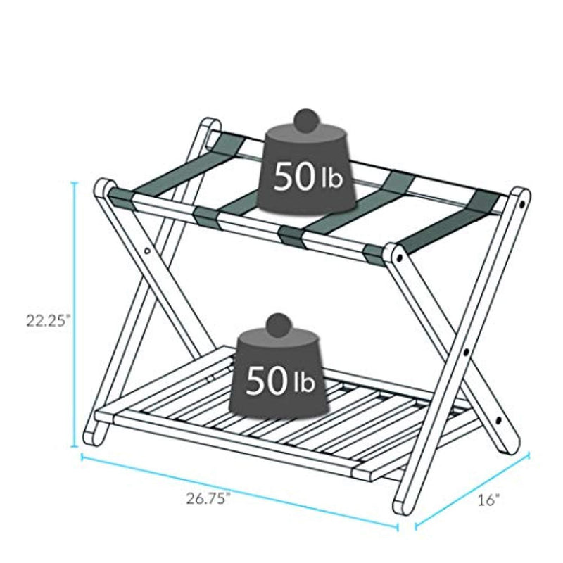 Casual Home 102-21 Shelf- White Luggage Rack