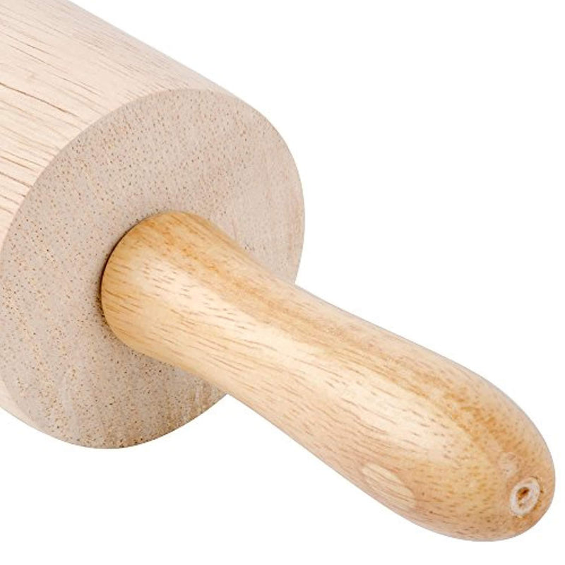 15-Inch Long Wooden Rolling Pin, Hardwood Dough Roller With Smooth Rollers for Baking Bread, Pastry, Cookies, Pizza, Pie, and Fondant