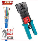 ITBEBE RJ45 Crimping Tool Made of Hardened Steel with Wire Cutter Stripping Blades and Textured Grips (RJ45 CRIMPER TURQUOISE-B)