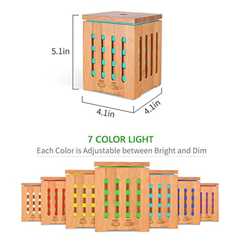 【Natural Aromatherapy】Real Bamboo Essential Oil Diffuser, Ultrasonic Aromotherapy Diffusers Cool Mist Aroma Diffuser Humidifier for Home Office Yoga Baby Room