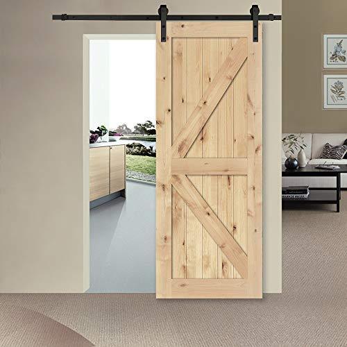 Hahaemall Antique Rustic 6FT/72'' J-Shape Sliding Barn Door Hardware Double Wooden Door Cloest Steel Track Closet Heavy Hanging Kit