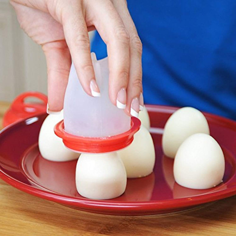 Egg Cooker - Hard Boiled Eggs without the Shell, Eggies ready for snack,6 Pack with BONUS ITEM.