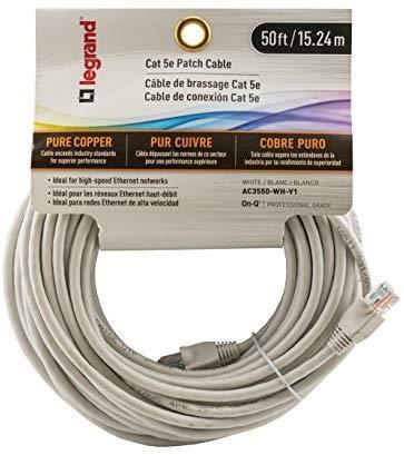 Legrand - On-Q CAT 5e Patch Cable, 10Gbps Ethernet Speed, Computer Networking Cord/Data Cable, 7-foot, AC3507WHV1