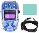 Solar Powered Welding Helmet Auto Darkening Hood with Adjustable Shade Range 4/9-13 for Mig Tig Arc Welder Mask Blue Eagle Design