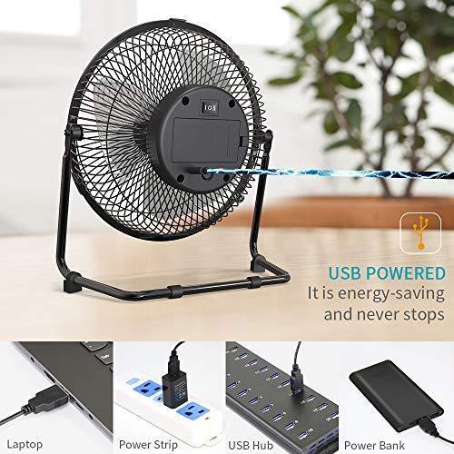 OPOLAR Battery Operated Rechargeable Desk Fan for Home Camping Hurricane, 9 Inch Battery Powered USB Fan with Metal Frame, Quiet Portable Fan with 5200 mAh Capacity & Strong Airflow